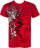 Sakkas Eagle,Sword and Chains Metallic Silver Embossed Cotton Mens T-Shirt