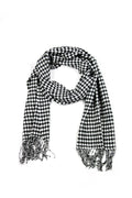 Sakkas Booker Cashmere Feel Solid Colored Unisex Winter Scarf With Fringe#color_Black/WhiteHT