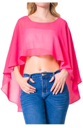 Sakkas Anya Women's Soft Chiffon Wedding Bridesmaid Bridal Cape Wrap Bolero Shrug#color_Coral