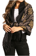 Sakkas Ginata Women's Large Casual Super Soft Embroidery Scarf Shawl Wrap Stole#color_Style2