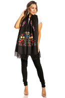 Sakkas Ginata Women's Large Casual Super Soft Embroidery Scarf Shawl Wrap Stole