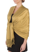 Sakkas Large Soft Silky Pashmina Shawl Wrap Scarf Stole in Solid Colors#color_Goldenrod