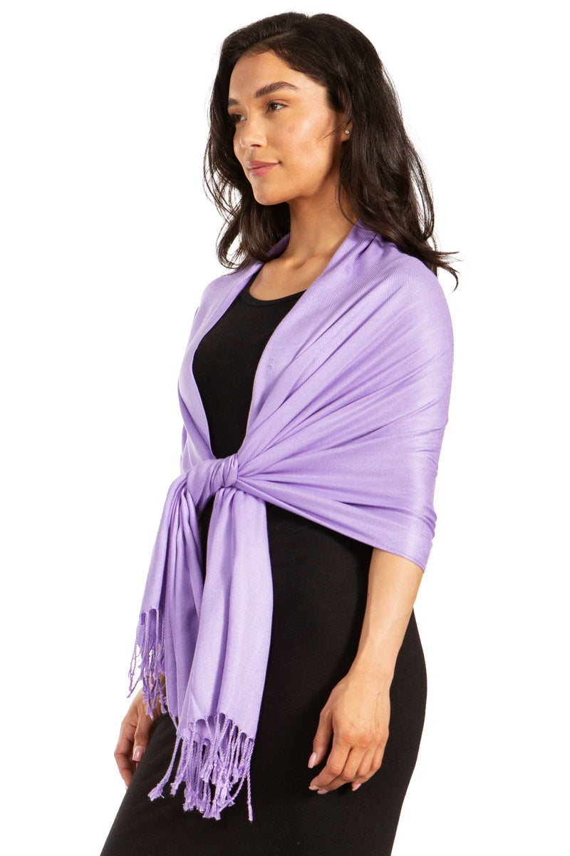 Sakkas Large Soft Silky Pashmina Shawl Wrap Scarf Stole in Solid Colors