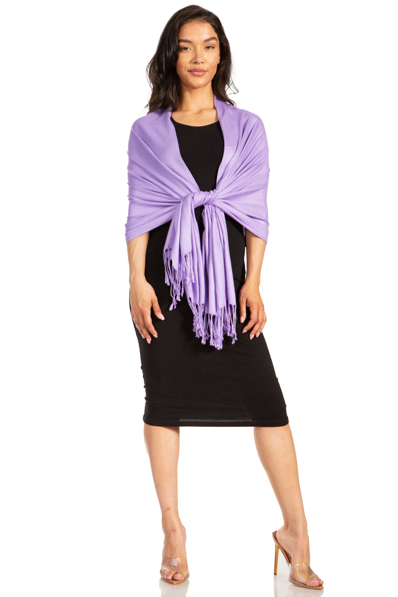 Sakkas Large Soft Silky Pashmina Shawl Wrap Scarf Stole in Solid Colors