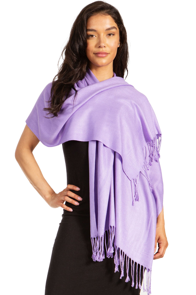 Sakkas Large Soft Silky Pashmina Shawl Wrap Scarf Stole in Solid Colors