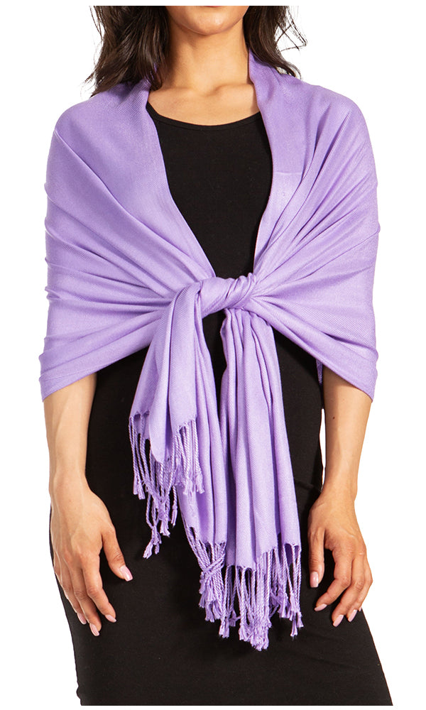 Sakkas Large Soft Silky Pashmina Shawl Wrap Scarf Stole in Solid Colors