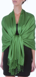Sakkas 78" X 28" Rayon from Bamboo Soft Solid Pashmina Feel Shawl / Wrap / Stole#color_ArmyGreen