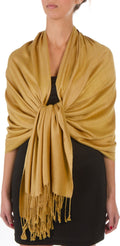 Sakkas 78" X 28" Rayon from Bamboo Soft Solid Pashmina Feel Shawl / Wrap / Stole#color_Goldenrod