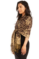 Sakkas Soft Silky Double Layer Jacquard Paisley Pashmina Shawl / Wrap / Scarf