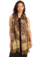 Sakkas Soft Silky Double Layer Jacquard Paisley Pashmina Shawl / Wrap / Scarf
