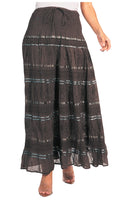 Sakkas Lace and Ribbon Peasant Boho Skirt#color_A-AshGrey