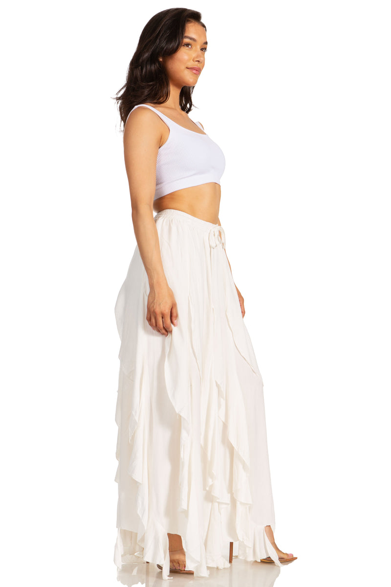 Sakkas Nova Womens Bohemian Stonewashed Rayon Asymmetrical Hem Maxi Swing Skirt