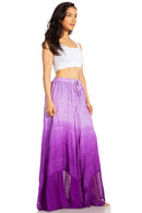 Sakkas Lyra Womens Bohemian Soft Brocade Rayon Tiered Embroidered Flowy Long Skirt