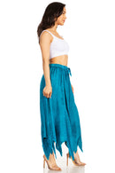 Sakkas Emery Womens Vintage Retro Maxi Rayon Embroidered Zigzag Hem Flowy Skirt