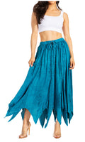 Sakkas Emery Womens Vintage Retro Maxi Rayon Embroidered Zigzag Hem Flowy Skirt#color_Turquosie