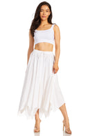 Sakkas Emery Womens Vintage Retro Maxi Rayon Embroidered Zigzag Hem Flowy Skirt