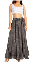Sakkas Ahaana Women Renaissance Boho Rayon Maxi Embroidered Paneled Summer Skirt#color_Grey