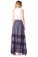 Sakkas Sandra Women's Casual Long Maxi Boho Gypsy Skirt Elastic Waist & Pockets