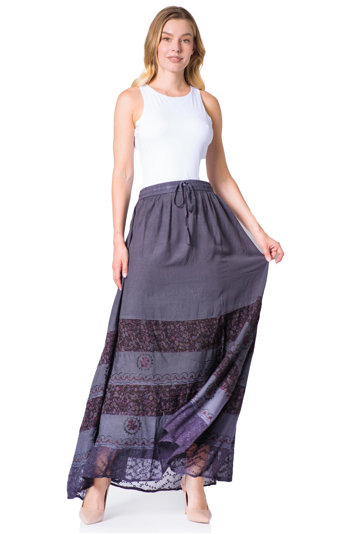 BeautyBatik Women BOHO Gypsy Long Maxi Tiered Peasant Skirt Plus Size BeautyBatik Women BOHO Gypsy Long Maxi Tiered Peasant Skirt Plus Size