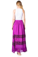 Sakkas Sandra Women's Casual Long Maxi Boho Gypsy Skirt Elastic Waist & Pockets