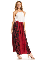 Sakkas Maran Women's Boho Embroidery Skirt with Lace Elastic Waist and Pockets