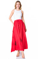Sakkas Zarah Women's Boho Embroidery Gypsy Skirt with Lace Elastic Waist Pockets