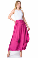 Sakkas Zarah Women's Boho Embroidery Gypsy Skirt with Lace Elastic Waist Pockets