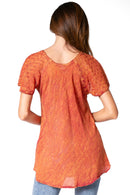 Sakkas Ellie Sequin Embroidered Cap Sleeve Scoop Neck Relaxed Fit Blouse