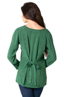 Sakkas  Fedella Deep Scoop Neck Long Sleeve Blouse Top With Adjustable Back Straps