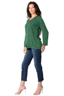 Sakkas  Fedella Deep Scoop Neck Long Sleeve Blouse Top With Adjustable Back Straps
