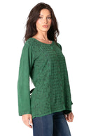 Sakkas  Fedella Deep Scoop Neck Long Sleeve Blouse Top With Adjustable Back Straps