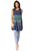 Sakkas Isabela Womens Everyday Summer Sleeveless Tank Top Tie-dye & Block Print