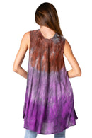 Sakkas Isabela Womens Everyday Summer Sleeveless Tank Top Tie-dye & Block Print