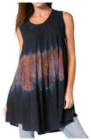 Sakkas Isabela Womens Everyday Summer Sleeveless Tank Top Tie-dye & Block Print