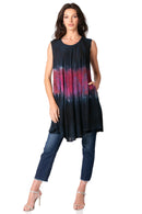 Sakkas Isabela Womens Everyday Summer Sleeveless Tank Top Tie-dye & Block Print