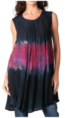 Sakkas Isabela Womens Everyday Summer Sleeveless Tank Top Tie-dye & Block Print