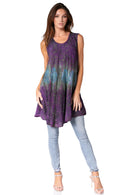 Sakkas Isabela Womens Everyday Summer Sleeveless Tank Top Tie-dye & Block Print