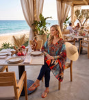 Sakkas Aymee Women's Caftan Poncho Cover up V neck Top Lace up With Rhinestone