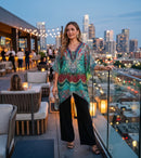 Sakkas Aymee Women's Caftan Poncho Cover up V neck Top Lace up With Rhinestone