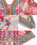 Sakkas Aymee Women's Caftan Poncho Cover up V neck Top Lace up With Rhinestone