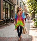 Sakkas Aymee Women's Caftan Poncho Cover up V neck Top Lace up With Rhinestone