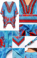 Sakkas Aymee Women's Caftan Poncho Cover up V neck Top Lace up With Rhinestone