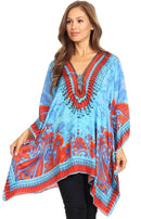 Sakkas Aymee Women's Caftan Poncho Cover up V neck Top Lace up With Rhinestone
