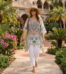 Sakkas Aymee Women's Caftan Poncho Cover up V neck Top Lace up With Rhinestone