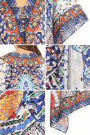 Sakkas Aymee Women's Caftan Poncho Cover up V neck Top Lace up With Rhinestone