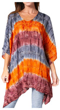 Sakkas Adalwin Desert Sun Lightweight Circle Ponch Tunic Top Blouse W / Embroidery#color_Grey/Coral