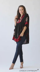 Sakkas  Amori V-Neck Embroidery Poncho Top / Cover Up
