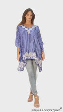 Sakkas Alizia Lightweight Embroidery Batik Top Tunic Blouse Caftan Cover up Poncho