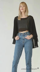 Sakkas Anya Women's Soft Chiffon Wedding Bridesmaid Bridal Cape Wrap Bolero Shrug