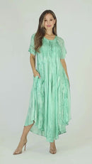 Sakkas Myani Two Tone Embroidered Sheer Cap Sleeve Caftan Long Dress | Cover Up